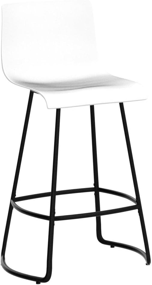 Bar Stools Set of 4 Counter Height Bar Stools Modern Swivel Bar Chairs with Back Plastic 26" Metal Counter Height stools Kitchen Dining Chairs Bar Funiture,White