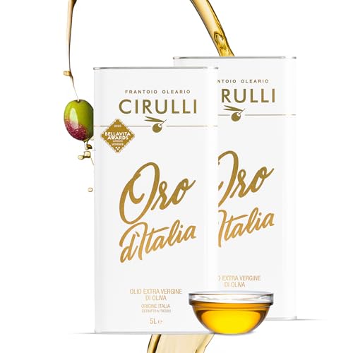 Cirulli Italian Extra Virgin Olive Oil, Cold Pressed Premium Quality Evoo, Ancient Roots Olive Oil Extra Virgin, Early Harvest, Hand Picked Olives, High In Polyphenols, Fruity Aroma - 5L Tin X2