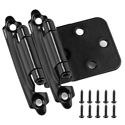 Augiimor 10 Pack 1/2" Surface Mount Cabinet Hinges, Black Cabinet Door Hinges Cabinet Hinge Variable Overlay For Cabinet, Kitchen (Black) #TOP8