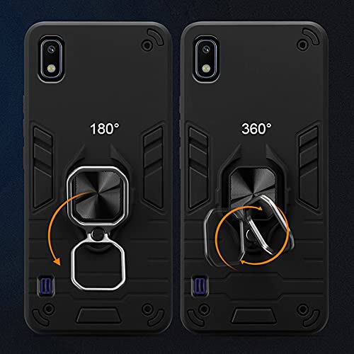 Image of Pikkme D5 Tough Armor Bumper Back Cover Case for Samsung Galaxy A10 |Ring Holder & Kickstand in-Built (Black)