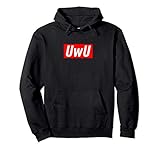 Cool UWU Face on Red / Japanese Kawaii Inspired Anime Fan Pullover Hoodie