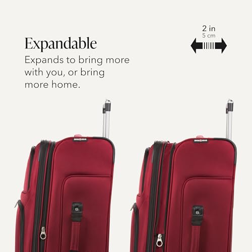 Image of SWISSGEAR Sion Softside Expandable Spinner Luggage Durable Lightweight Travel Suitcase, Burgundy, Checked-Large