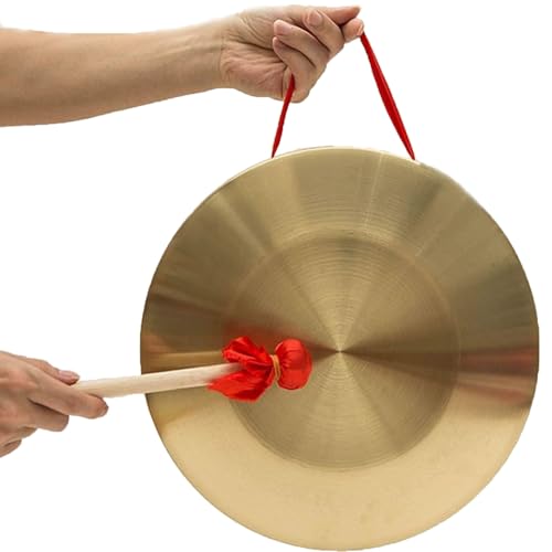 TOGEPP Traditional Chinese Copper Gong Set - 3 Sizes (23cm/37cm/42.5cm) with Mallet & Hanging Rope for Meditation, Decoration, Events(37cm/14.57in)