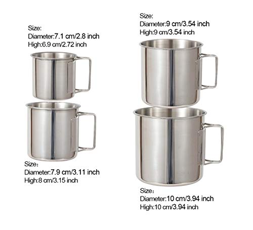 Camping Campfire Mug With Handle, Folding Big Stainless Steel Cup 4 Piece Set Backpacking Gear For Hiking, Hunting, Fishing And Survival Adventure. #TOP2
