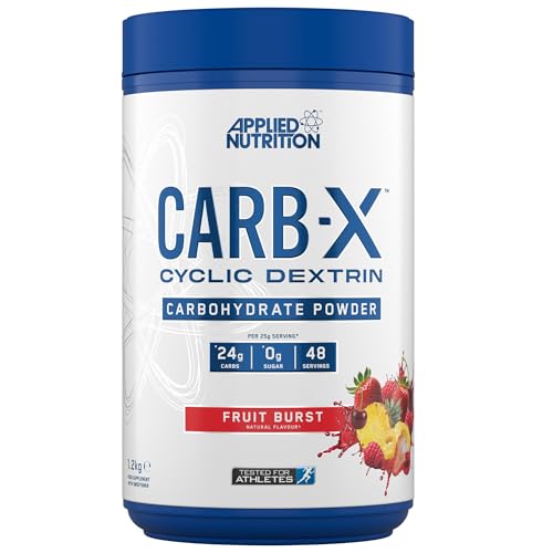 Applied Nutrition Carb X Highly Branched Cyclic Dextrin Carbohydrates, Intra & Post Workout Carbs Powder, Fuel Training & Recovery, Vegan, Gluten Free, Sugar Free, 1.2kg 48 Servings (Fruit Burst)