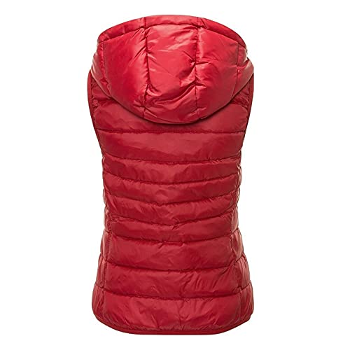 Jueshanzj Colete feminino quente com capuz, Vermelho, G