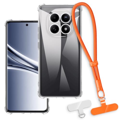 OAGELIM 2-in-1�ی�P�[�X�ƃ��X�g�X�g���b�v Xiaomi Redmi Note 15 5G Special Edition �Ƃ̌݊������� ���O���\�ȃ��j���[�h�t���d�b�J�o�[�A����~�ߕ����h�~�O���b�v�n���h�� (�N���A + �I�����W)
