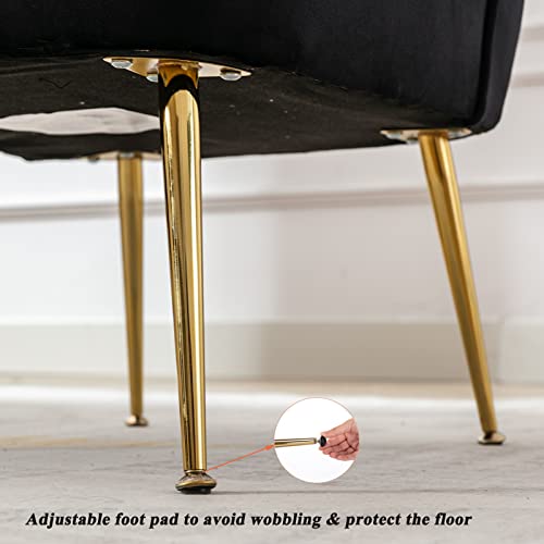 Duomay Modern Accent Chair Set Of 2 Velvet Slipper Chair With Gold Legs Wingback Side Chair For Living Room Bedroom Entryway Small Corner Chair For Space Saving, Black #TOP4