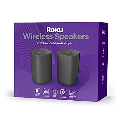 Roku Wireless Speakers - Set of 2 (Pack of 1) - Compatible with Roku TV, Streambar, and Streambar Pro (SE is not compatible)