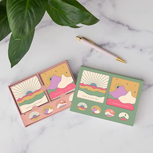 Image of Studio Oh! Assorted Mini Note Card Sets with Stickers, 12 Blank Cards, Stickers & Small Envelopes, Greeting Notecards for Birthday, Thank You Notes, 260 GSM Textured Paper Weight, Desert Skies