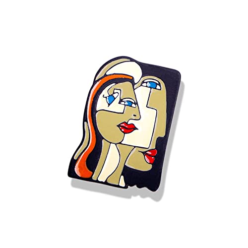 Broche de cara abstracta esmaltada y alfileres de solapa de empalme para ropa de mujer