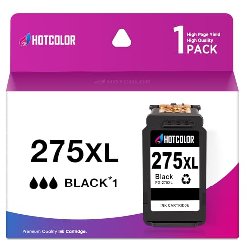 HOTCOLOR PG-275XL Black Ink Cartridges PG-275 XL Replacement for Canon Ink 275 and 276 XL for Canon 275 Black Ink for Canon PIXMA TS3522 TS3520 TR4720 (1 Black, 1 Pack)