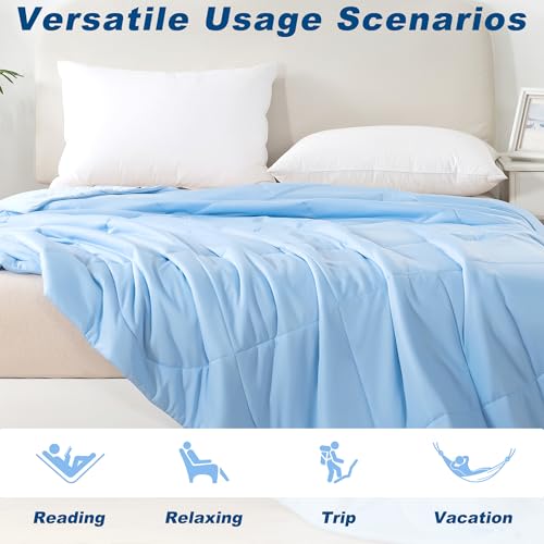 Cooling Comforter Queen Size, Double-Sided Cold Tech Fabric Quilted Bed Comforters Cooling Blanket for Hot Sleepers, Breathable Lightweight Summer Bedding, All-Season Ice Blanket, Blue