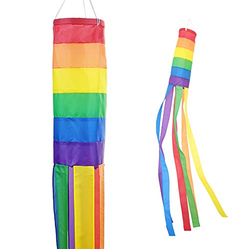 Madrona Brands 60-Inch Rainbow Flag Windsock - Durable Outdoor Hanging Decoration