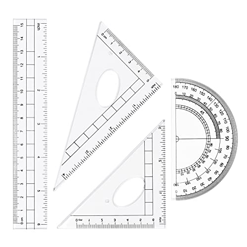 Unjoo Math Geometry Kit Sets 10 Piece Student Supplies With Shatterproof Storage Box,Includes Rulers,Protractor,Compass,Eraser,Pencil Sharpener,Lead Refills,Pencil,For Drafting And Drawings（Blue） #TOP5