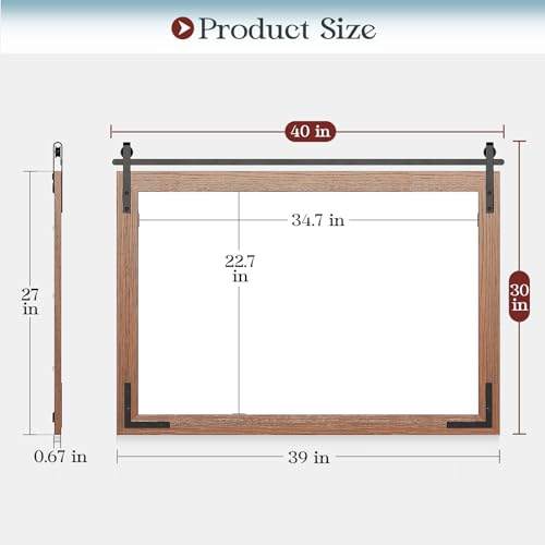 Farmhouse-Mirror-40×30-Inch-Brown-Rustic-Bathroom-Mirror-Vanity-Wood-Framed-Rectangular-Wall-Decor-Mirrors-for-Entryway-Living-Room-Courtyard Farmhouse Mirror 40×30 Inch Brown Rustic Bathroom Mirror Vanity Wood Framed Rectangular Wall Decor Mirrors for Entryway Living Room Courtyard