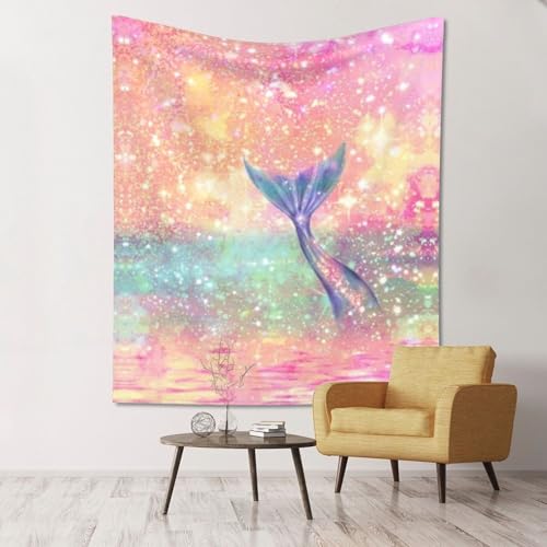 Tapisserie queue de sirène 152x129 cm pour décorer une chambre de fille ado
