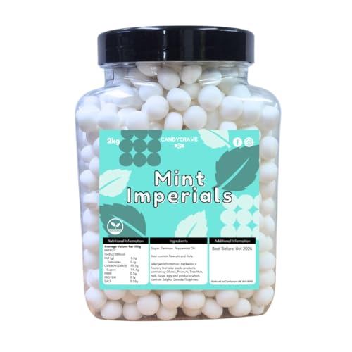 Mint Imperial Sweets | 2kg Bulk Jar | Traditional Peppermint Flavoured Hard Candy | Vegetarian