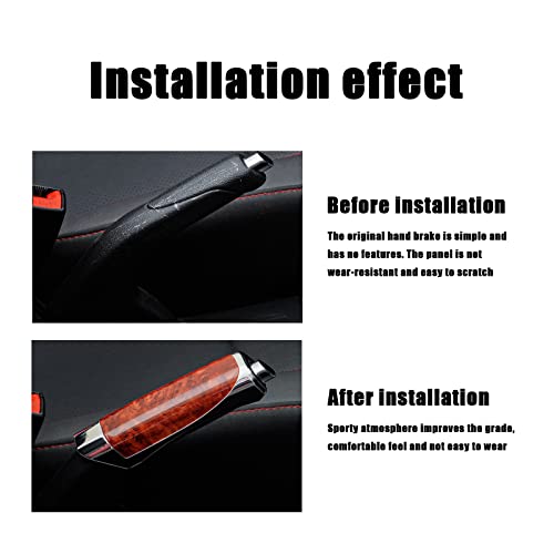 QODOLSI 1 PC Car Handbrake Cover, 4.9\" x 1.3\" Parking Handbrake Decorative Cap, ABS Auto Comfortable Grip Handbrake Cover, Compatible with Most Vehicle Knob Handbrake Guards (Peach Pattern Red)