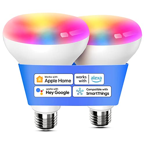 meross Smart Light Bulb, BR30 WiFi Flood LED Bulbs Support Apple Homekit, Siri, Alexa & Google Assistant, Full Color Changing RGBCW Dimmable 1300 Lumens 100W Equivalent, 2 Pack meross Smart Light Bulb, BR30 WiFi Flood LED Bulbs Support Apple Homekit, Siri, Alexa & Google Assistant, Full Color Changing RGBCW Dimmable 1300 Lumens 100W Equivalent, 2 Pack