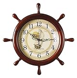 MEIZHITU Orologio da Parete Decorazione per La Casa Orologio da Parete in Legno Massello Mediterraneo Soggiorno alla Moda per La Casa Silenzioso Camera Letto Moderno(Bruin)