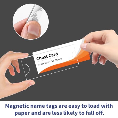 12 Stück Namensschilder Magnet, Namensschilder Magnet 75 x 30mm, Name Plate für kleidung Ausweishalter für Kleidungs-ID-Halter mit 3-Punkt-Selbstklebemagneten