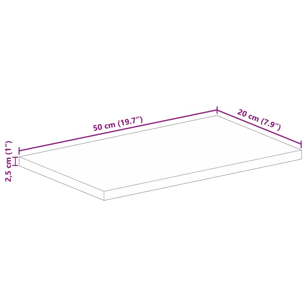vidaXL Tischplatte, Holzplatte Rechteckig, Massivholzplatte für Bartisch Beistelltisch Esstisch, Ersatztischplatte, 50x20x2,5cm Massivholz Akazie