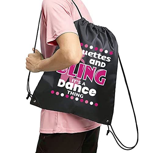 Haizct Pirouettes and Bling Drawstring Backpacks, Drawstring Backpacks, Ballet Dance Bags, Bags for Yoga Dance Rehearsal, Great Gift for Ballet Dancer Actor Actress2