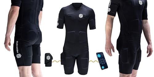 MEON EMS Sistema con Cuerpo Negro y aplicación móvil, Dispositivo de estimulación Muscular EMS, 7 programas de Entrenamiento y 10 canales - Entrenamiento EMS inalámbrico - Entrenamiento Abdominal
