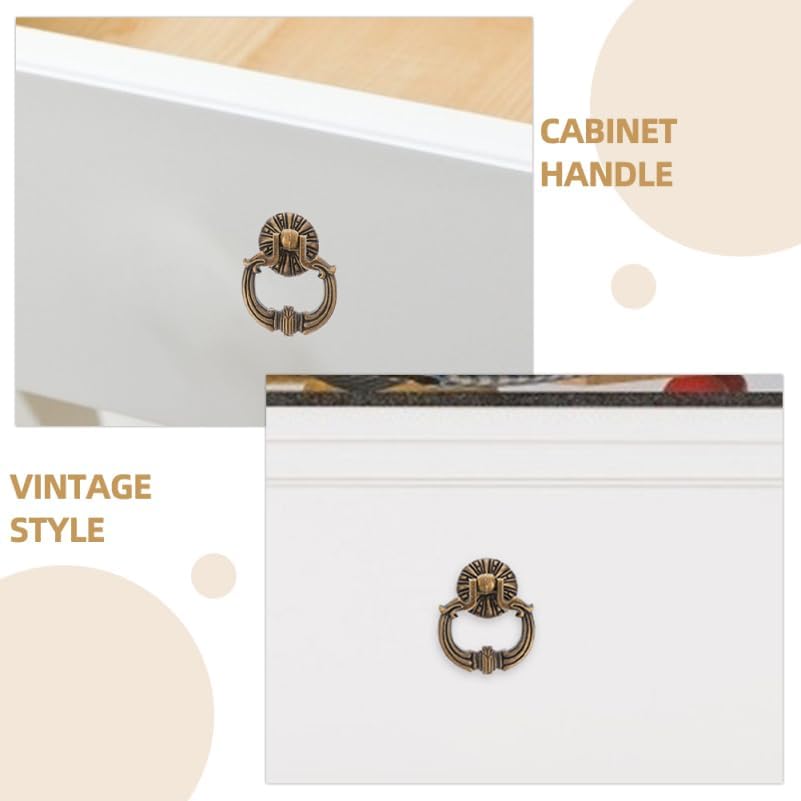 Veemoon 4pcs Vintage Drop Ring Pulls Antique Bronze Cabinet Knobs Ring Dresser Drawer Handle Retro Furniture Decorative Wardrobe Pulls French Provincial Single Hole Pull Handle Hardware Kit