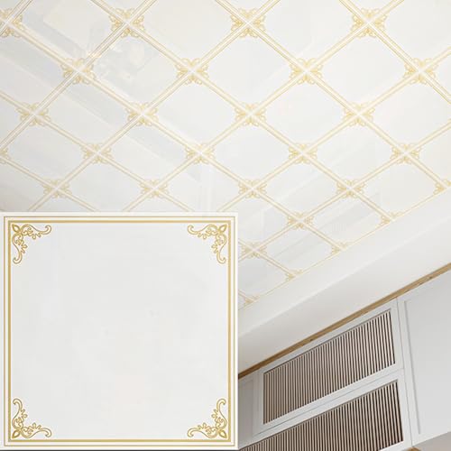 Unikicool Azulejos del Techo,Paneles De Techo Autoadhesivos De PVC,Panel Decorativo Pared y Techos,Grosor 2.5 mm,Fácil de Limpiar,para Cubrir Grietas y Manchas en Baños,Dormitorios,Oficinas