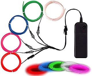 Balabaxer EL Wire Colorful, (Red,Blue,Pink,Green,White) Neon Lights Wire 5 in 1 Meter, Electroluminescent Wire for Halloween, Christmas Party, DIY Decoration