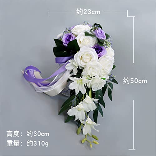 Bouquet de mariée goutte d'eau en roses de simulation pourpres - 3