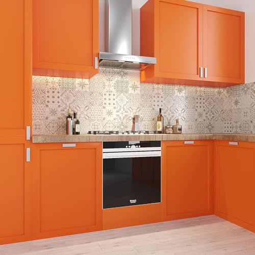 Image of Orange Solid Peel & Stick Vinyl Contact Paper - Self Adhesive Removable Wallpaper for Kitchen Cabinet, Furniture, Countertop - Waterproof 2 x 20 Feet