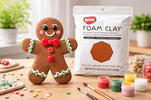 Image of BOHS Foam Clay, Chocolate Brown Air Dry Modeling Clay, 1.1 lb | Soft, lightweight; crack-free finish; EVA and polystyrene foam details; cosplay props, figurines, fake bakes and slime making