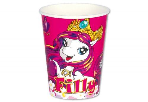 8-teiliges Becher-Set * Fairy Filly * für Kindergeburtstag // Kinder Geburtstag Party Pappbecher Partybecher Karten Pony Pferde rosa Pink Mädchen Becher