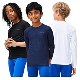 DEVOPS Youth Boys 3-Pack Compression Athletic Performance Baselayer Long Sleeve Shirts (X-Small...