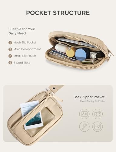 Image of Uselike Womens Wallet Card Holder Purse with Zipper Quilted Phone Wallet RFID Blocking Small Wristlet Wallets for Everyday, Travel (Light Khaki)