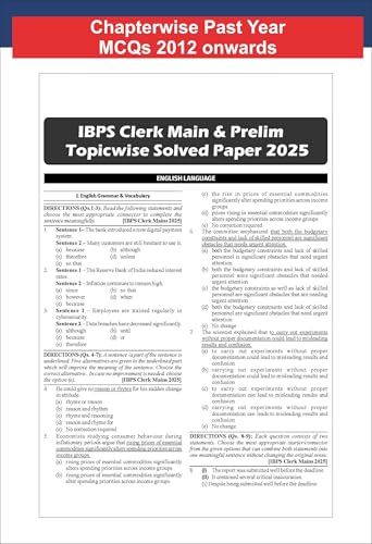 Image of Disha IBPS Bank Clerk Guide for Preliminary & Main Exams with Chapter-wise PYQs 15th Edition | 42 Chapters | 4100+ MCQs | Fully Solved