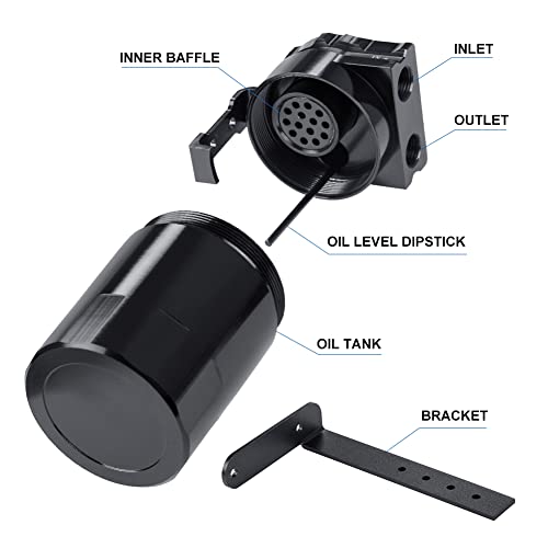 Image of JDMON Oil Catch Can, Passenger Side Oil Separator Compatible with Ford F150 2.7EB 3.5EB 5.0L Passenger Side 2011-2021, Expedition 3.5L EcoBoost 2018-2021, Raptor 3.5L Ecoboost 2017-2021, 350ml Black