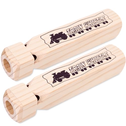 LovesTown 2PCS Kids Wooden Train Whistles, Train Whistle 4-Tone 7.3