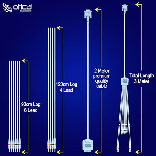 Image of OTICA ECG Cable 10 Lead 4mm Banana Type Pin Compatible with All Brands ECG Machine (Screw Type, Only ECG Cable)
