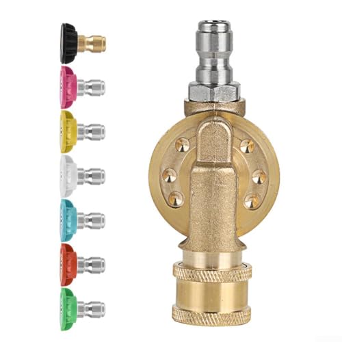CWOQOCW Adaptateur de nettoyeur haute pression en laiton avec embouts de buse 7/5 à connexion rapide 6,35 mm pour nettoyeur électrique à gaz (joint pivotant + 7)