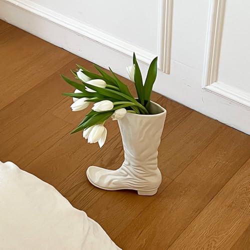 Vase botte blanche pour fleurs de table