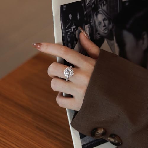 2 Carat Flower Moissanite Engagement Ring for Women, 925 Sterling Silver Large Flower Shaped Moissanite Promise Wedding Ring4
