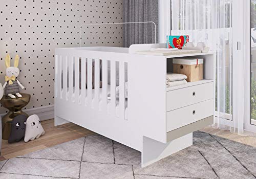 Berço Cama com Cômoda, Trocador e Escrivaninha Fofura Branco - Art in Móveis