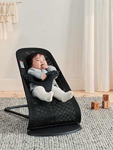 image for BabyBjörn Bouncer Bliss, Black Frame, Mesh, Black 2-in-1 Adjustable B