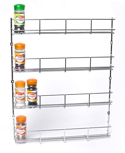 4 Tier Spice Rack Wall Mount Organizer Chrome Finish