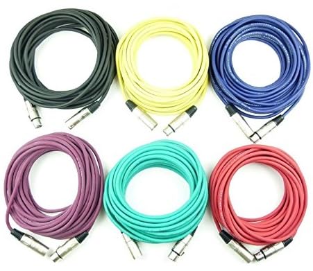 10 Sets Adam Hall Mikrofonkabel je 10 m in den Farben Rot, Gelb, Grün, Blau, Vilolett, Schwarz, XLR female auf XLR male DMX Audio Studiokabel (10 m, Mehrfarbig, 10)