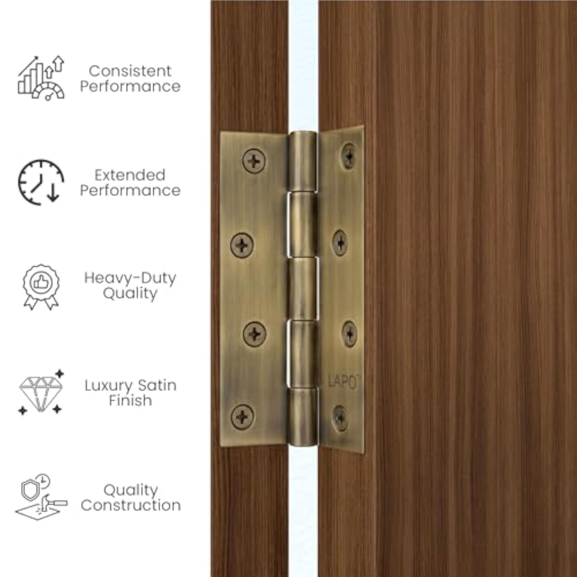 Door Butt Hinges Heavy-Duty Hinges for Wooden Doors